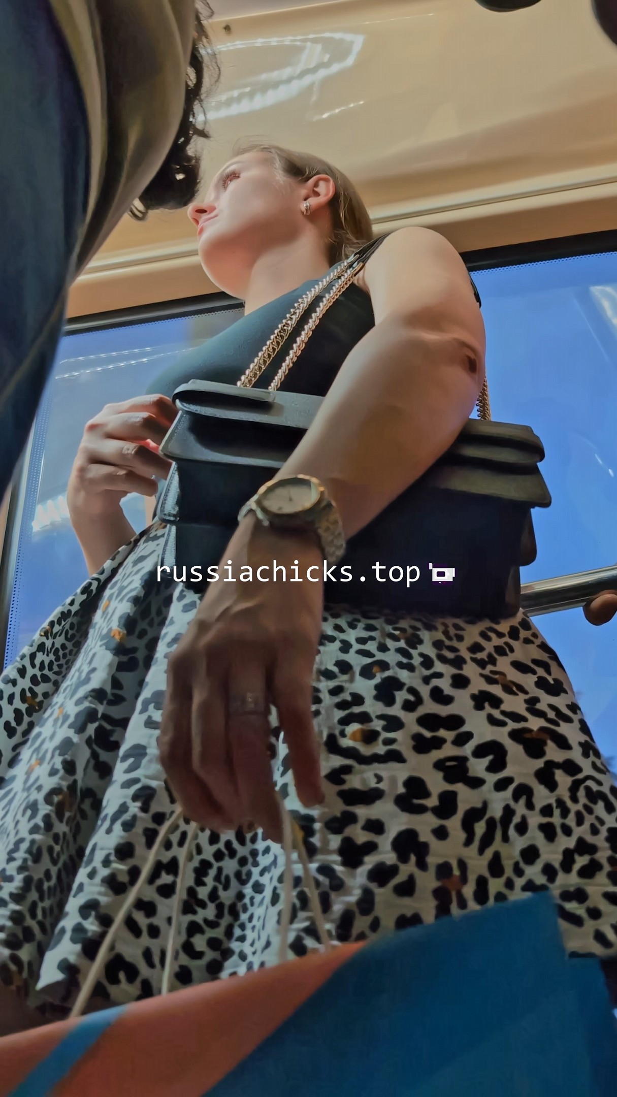 nice chick from tram in skirt