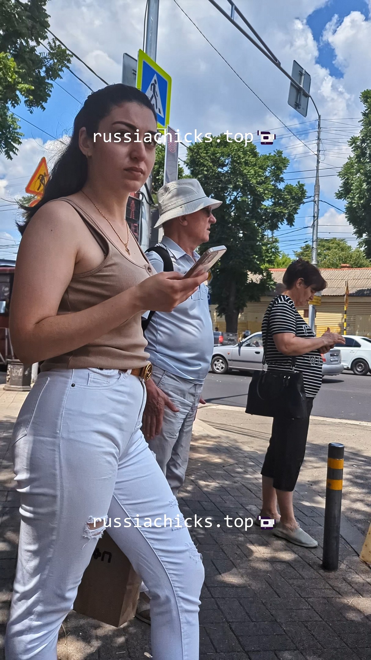 sexy chick in tight white jeans