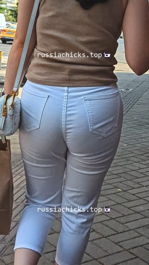 sexy chick in tight white jeans