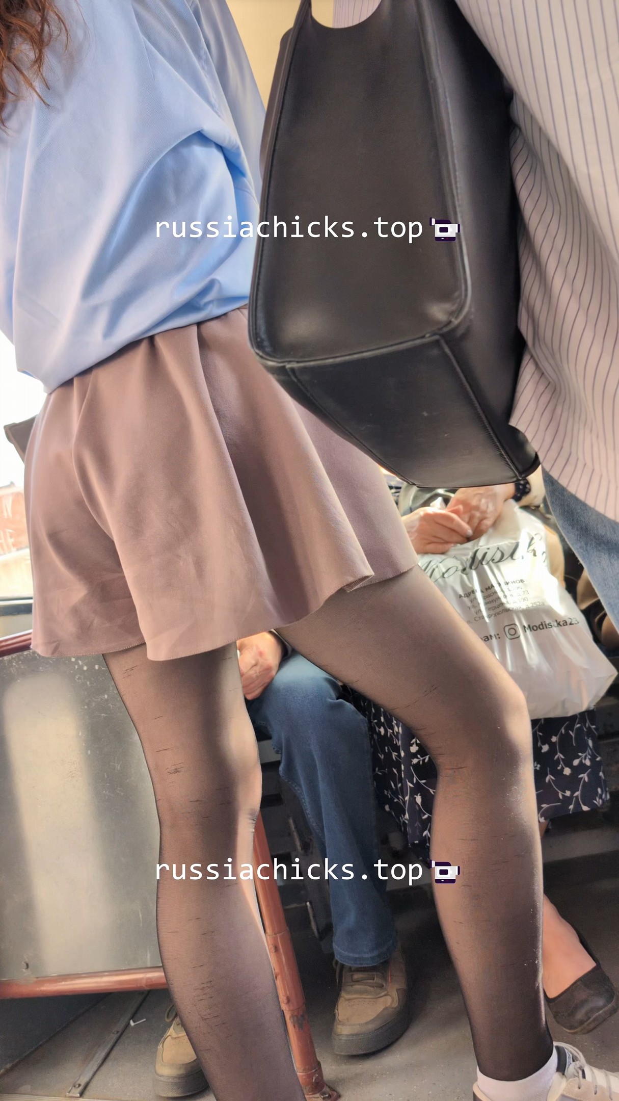 amazing girl in nice short and pantyhose