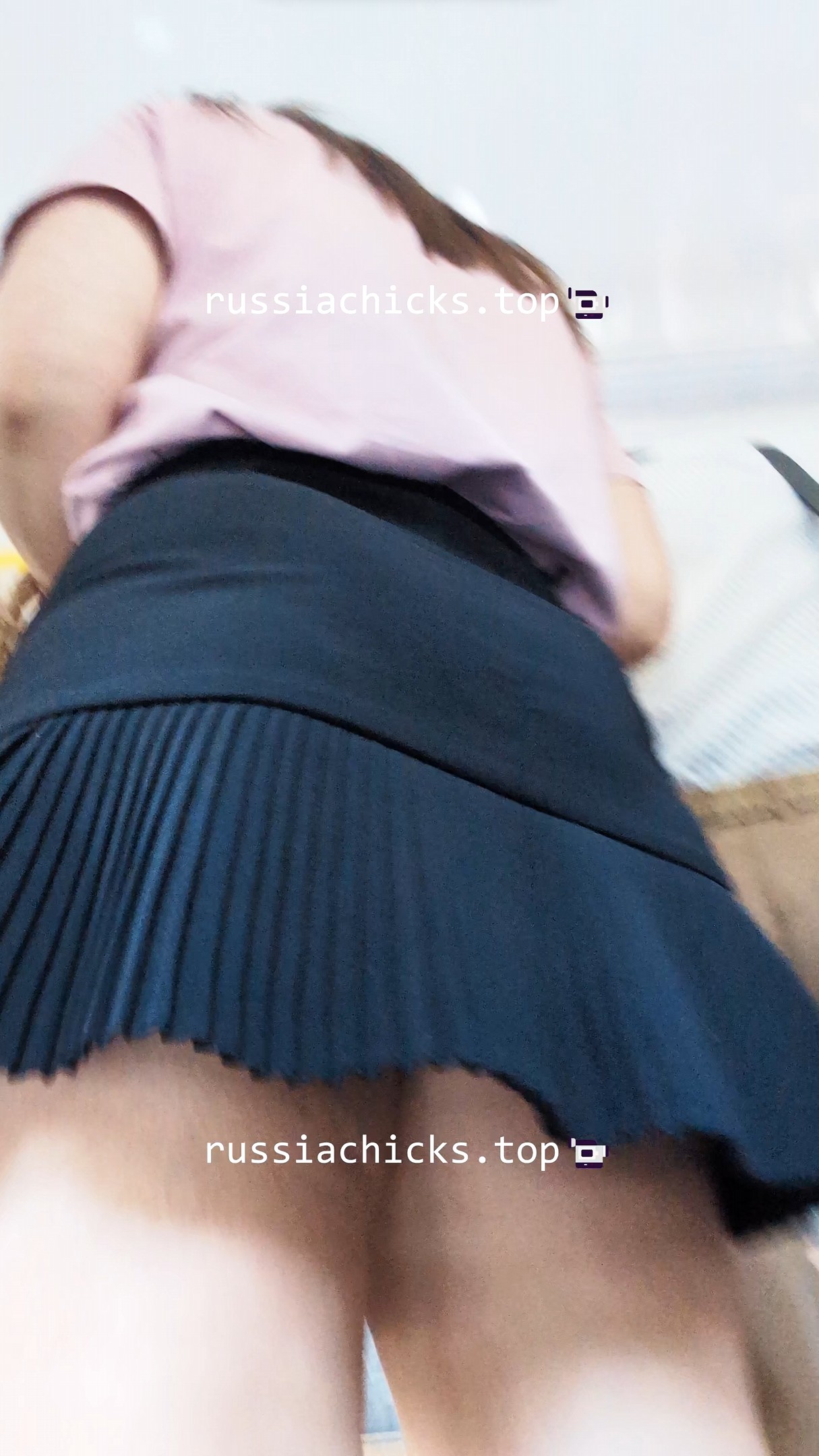 what a chick in skirt from tram