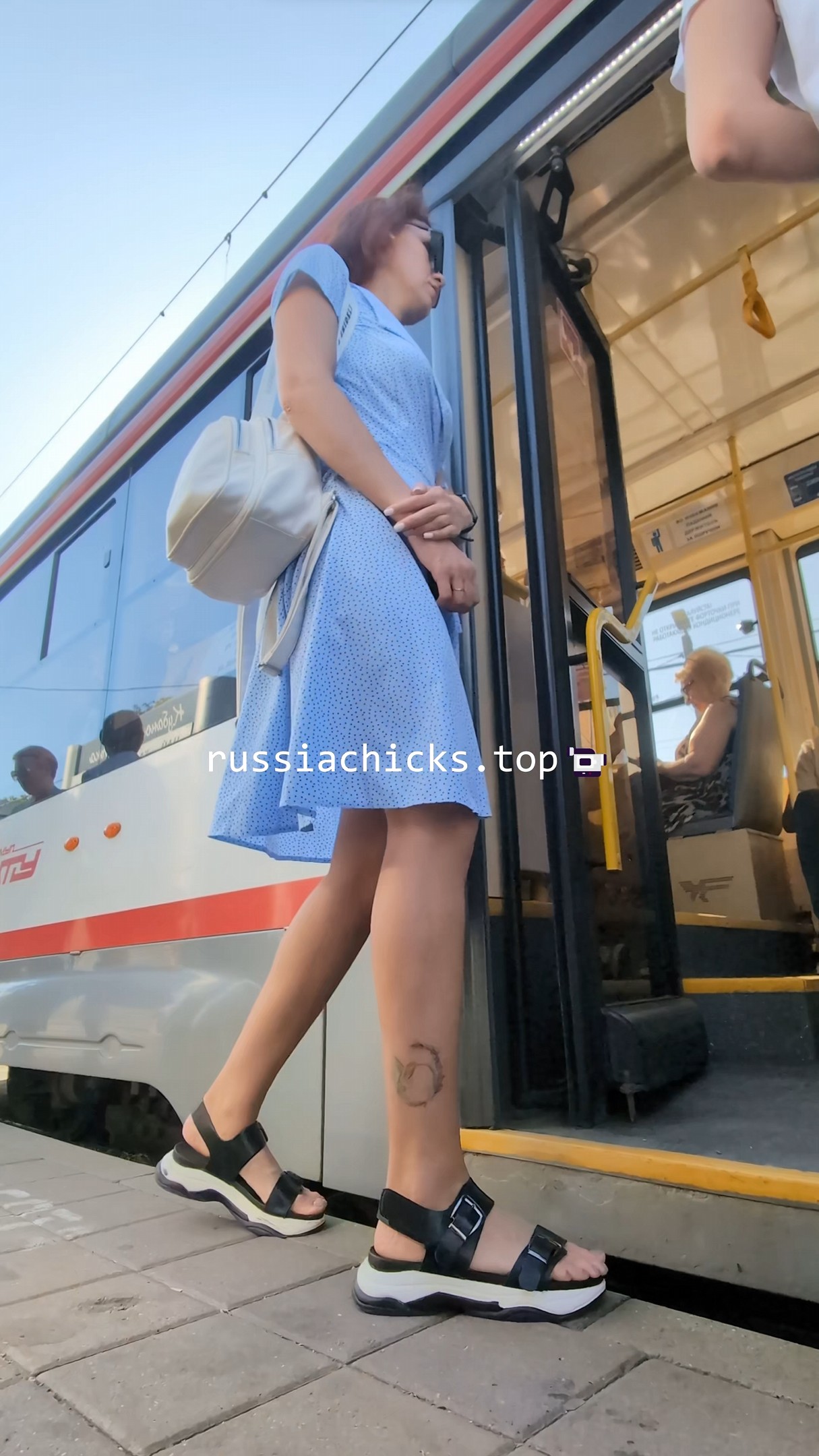 i shots in dress nice girl from tram