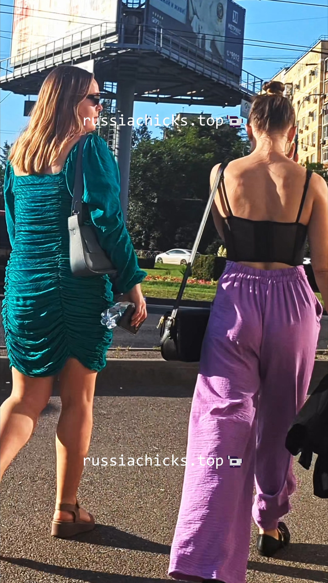 nice chick on street in pink pants