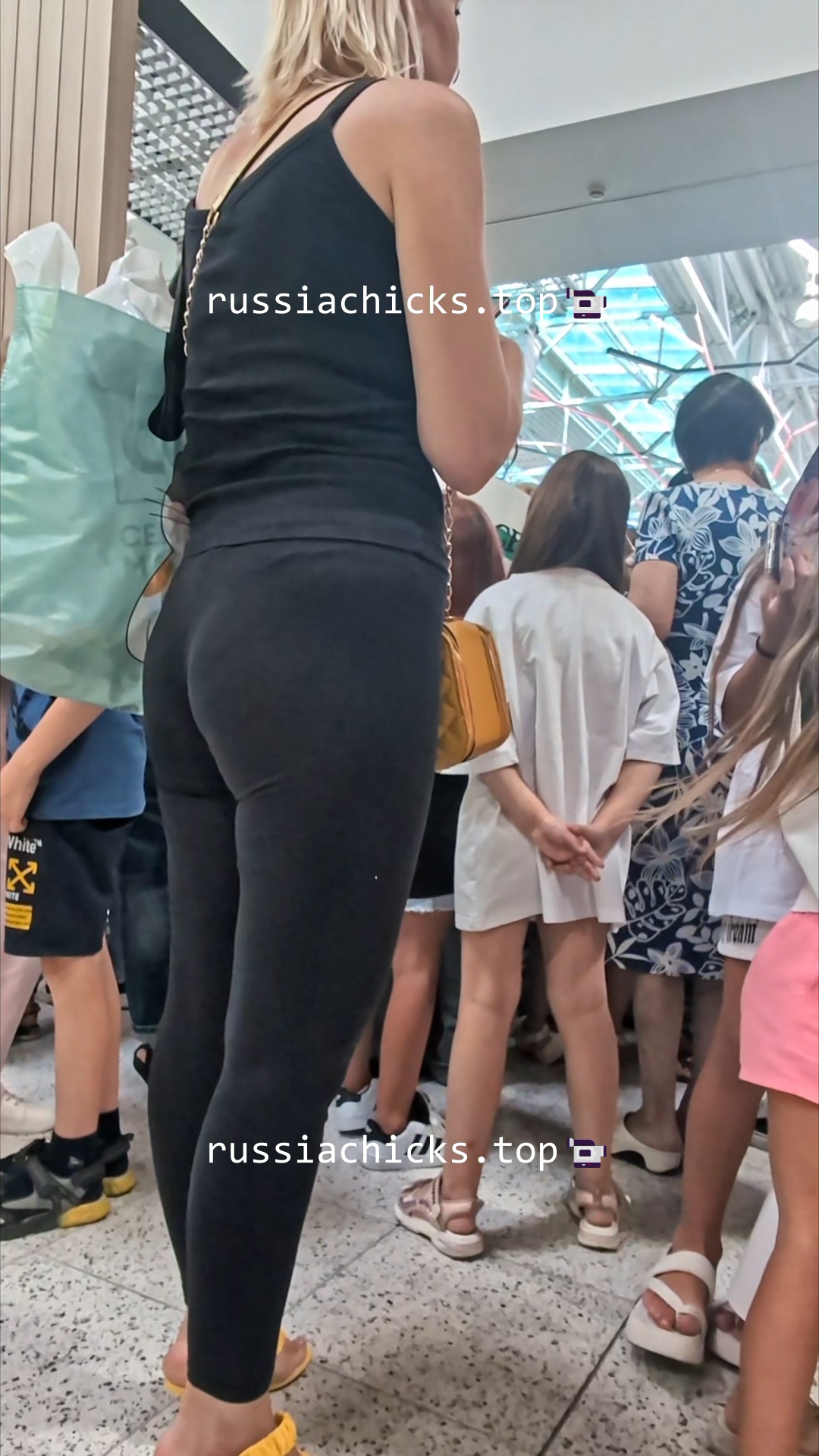 nice blonde woman in leggings